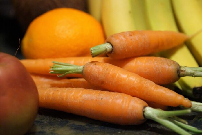 carrots, vegetables, fruit